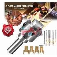 AHŞAP BONCUK YAPMA SETİ (6-8-10-12mm) 4 LÜ UÇ SETİ + FREZE TUTUCU