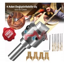 AHŞAP BONCUK YAPMA SETİ (6-8-10-12mm) 4 LÜ UÇ SETİ + FREZE TUTUCU