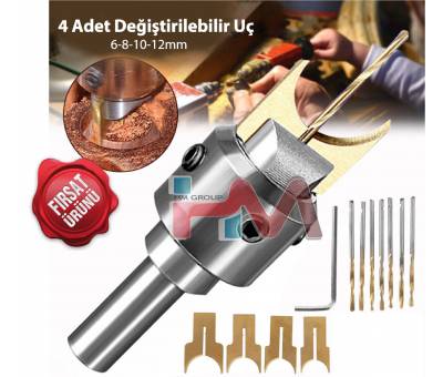 AHŞAP BONCUK YAPMA SETİ (6-8-10-12mm) 4 LÜ UÇ SETİ + FREZE TUTUCU